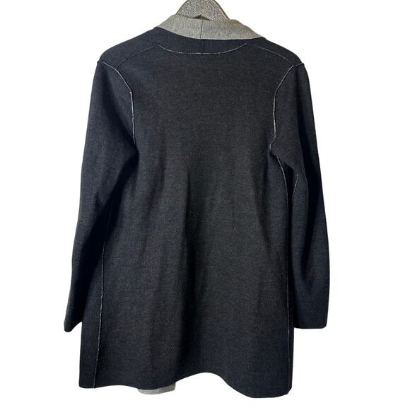 Eileen Fisher Gray Merino Wool Cotton Cashmere Blend Cardigan - Picture 2 of 4